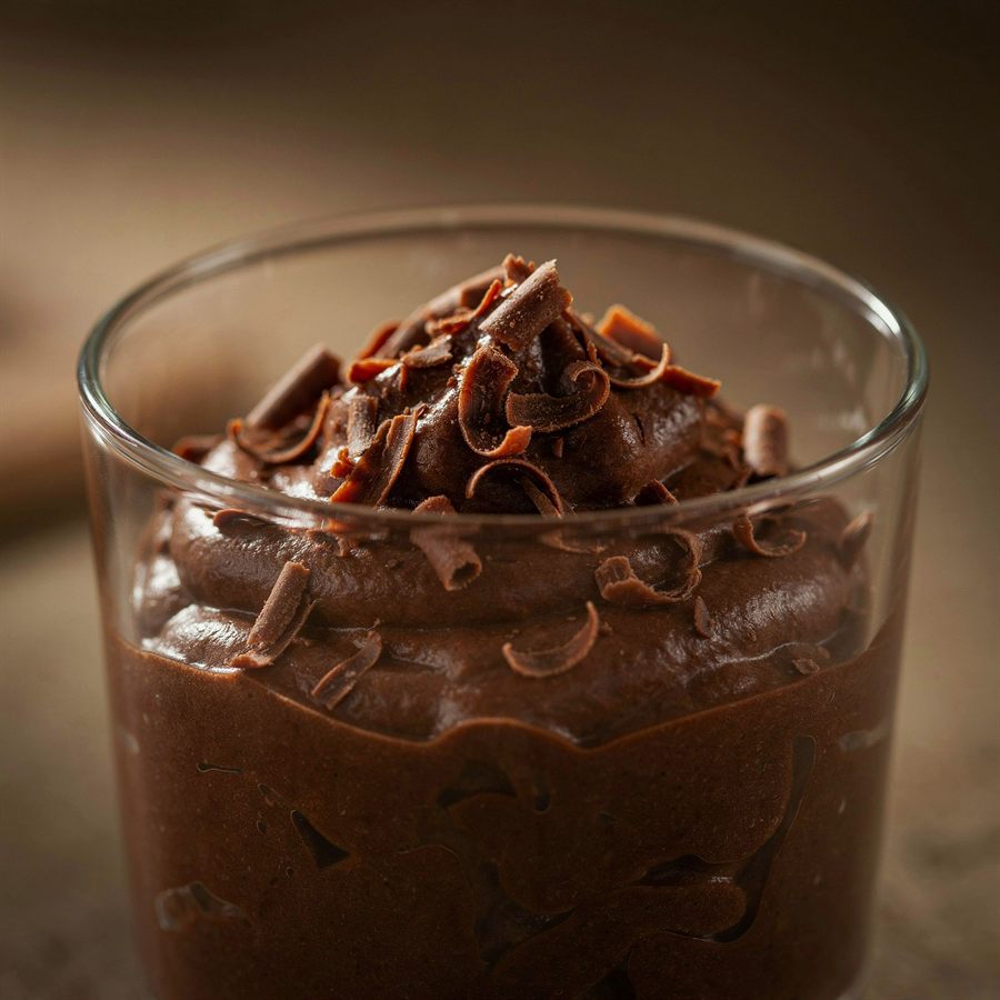 Mousse de chocolate em taça de vidro