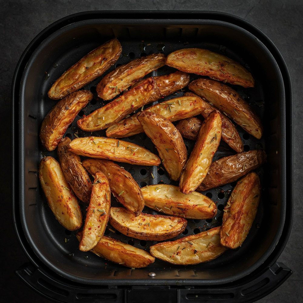 Batatas rústicas douradas na airfryer
